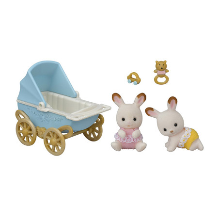 Chocolate Rabbit Twins Set (New Pram) de Sylvanian Family - 1