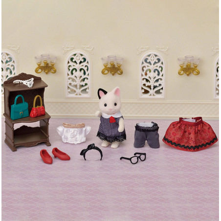 Fashion Play Set Town Girl Series - Tuxedo Cat- de Sylvanian Family - 6