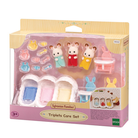 Les triplés Lapin Chocolat et accessoires puériculture de Sylvanian Family
